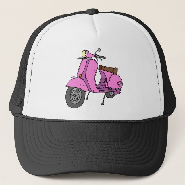 Pink Motor Scooter Trucker Hat (Front)