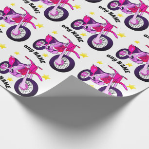Pink Motorcycle and Custom Message Wrapping Paper