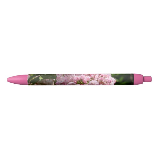 Pink Mountain Laurel Floral  Blue Ink Pen (Front)