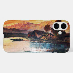 PINK MOUNTAINS LAKE ALPINE SUNSET LANDSCAPE iPhone 16 PLUS CASE