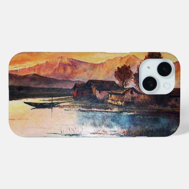 PINK MOUNTAINS LAKE ALPINE SUNSET LANDSCAPE Case-Mate iPhone CASE (Back (Horizontal))