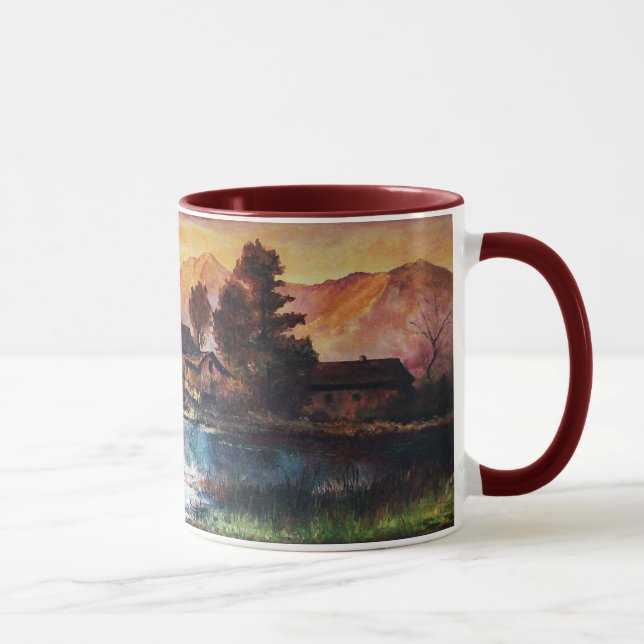PINK MOUNTAINS LAKE ALPINE SUNSET LANDSCAPE MUG (Right)