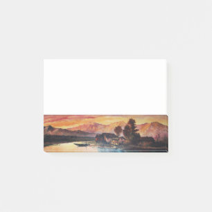 PINK MOUNTAINS LAKE ALPINE SUNSET LANDSCAPE POST-IT NOTES