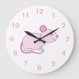 Pink Mouse. Large Clock