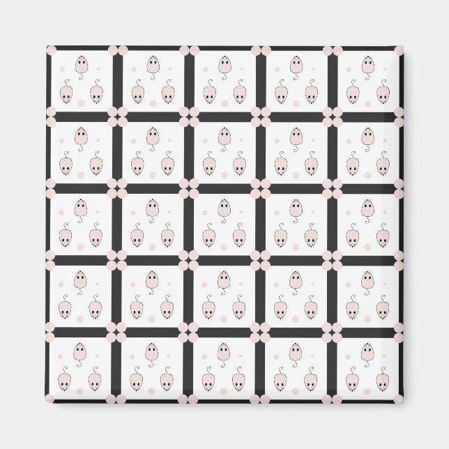 Pink Mouse Seamless Pattern Design - Cute Decor Magnet (Front)