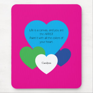 Pink Mousepad w/ Hearts