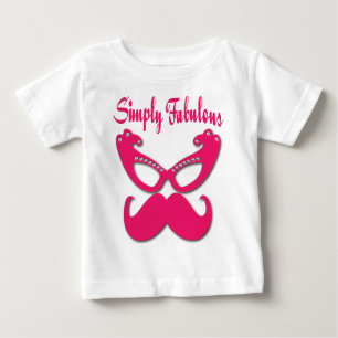 Pink Moustache and Pink Glasses Simply Fabulous Baby T-Shirt