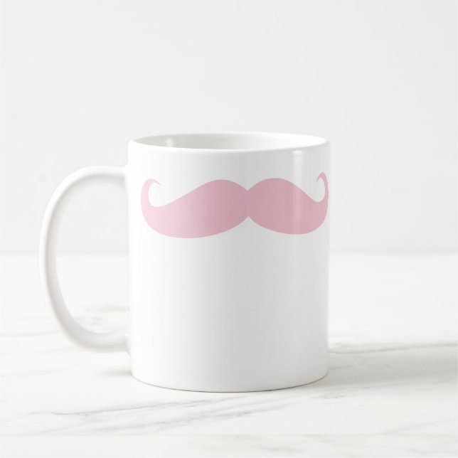Pink Moustache Coffee Beverage Mug (Left)