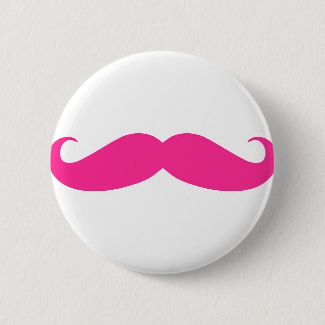 Pink Moustache Stache Design 6 Cm Round Badge (Front)