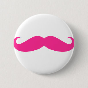 Pink Moustache Stache Design 6 Cm Round Badge