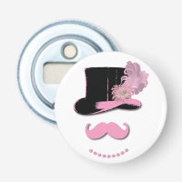 Pink Moustache, Top Hat and Flowers