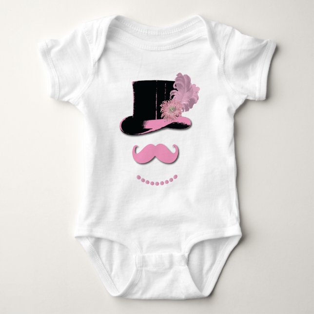 Pink moustache, top hat, feathers, and flower (Front)