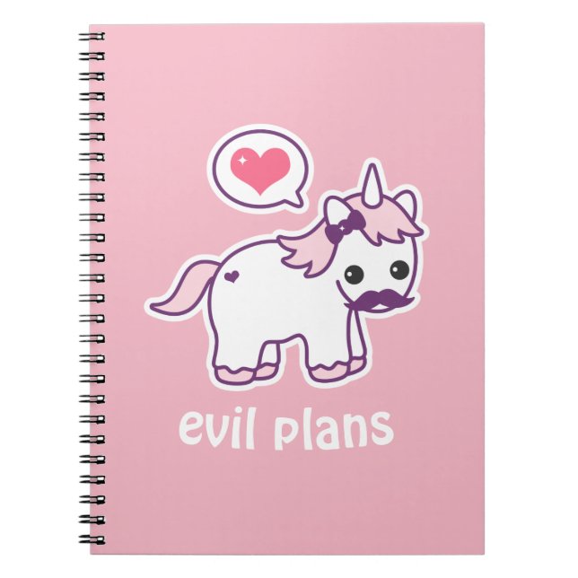 Pink Moustache Unicorn Notebook (Front)
