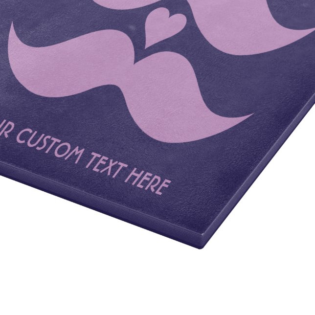 Pink Moustaches custom cutting board (Corner)