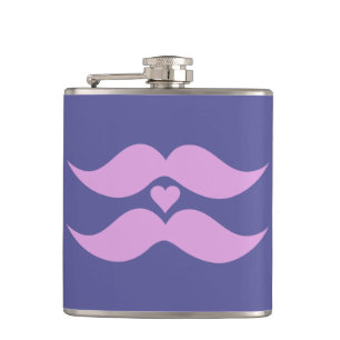Pink Moustaches custom flask