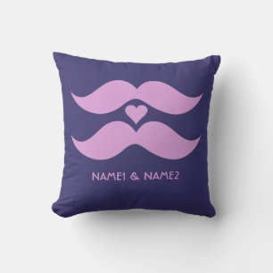 Pink Moustaches custom throw pillow