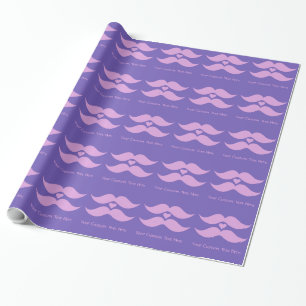 Pink Moustaches custom wrapping paper