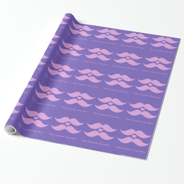 Pink Moustaches custom wrapping paper (Unrolled)