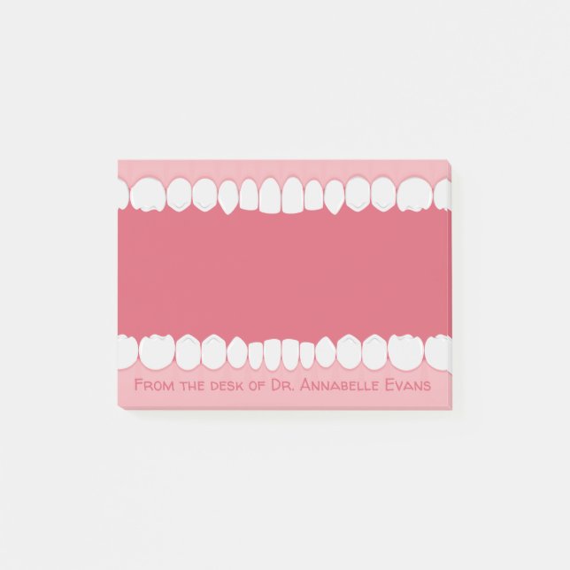 Pink Mouth with Teeth Personalise Post-it Notes (Front)