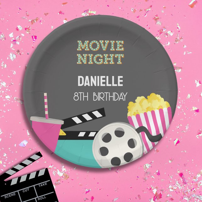 PINK MOVIE NIGHT PAPER PLATE (Creator Uploaded)