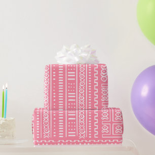 Pink Mud Cloth Pattern Wrapping Paper