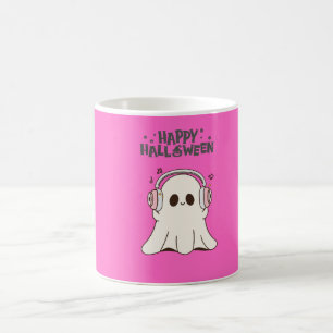 Pink Mug with an Adorable Ghost: Enjoy Every Sip!