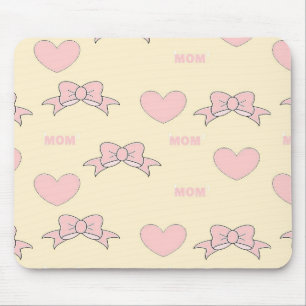 Pink mum cream pattern mouse pad