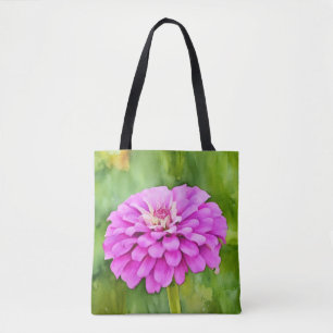 Pink Mum Flower Watercolor Art Tote Bag