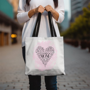 Pink Mum Heart Typography Word Cloud  Tote Bag
