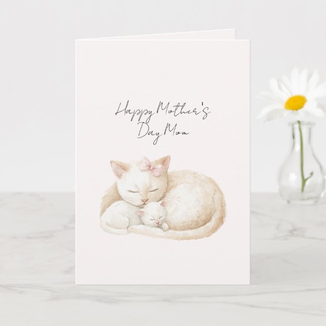 Pink Mum Mother's Day Cats Card (Small Plant)
