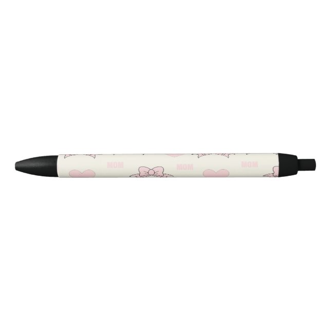 Pink mum pattern black ink pen (Front)