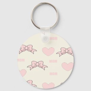 Pink mum pattern key ring