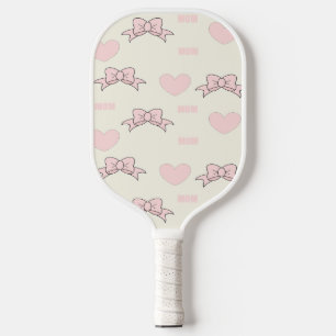 Pink mum pattern on cream pickleball paddle
