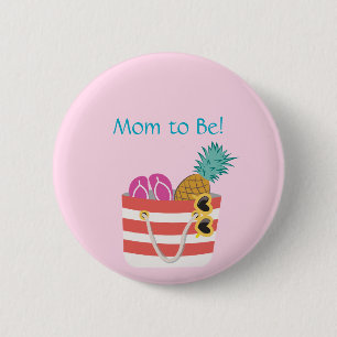 Pink Mum to Be Beach Bag 6 Cm Round Badge