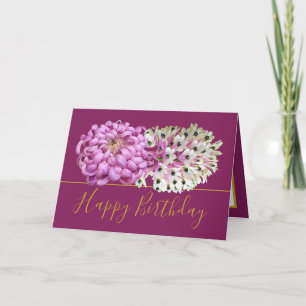 Pink Mum & White Orchids Floral Bouquet Birthday Card