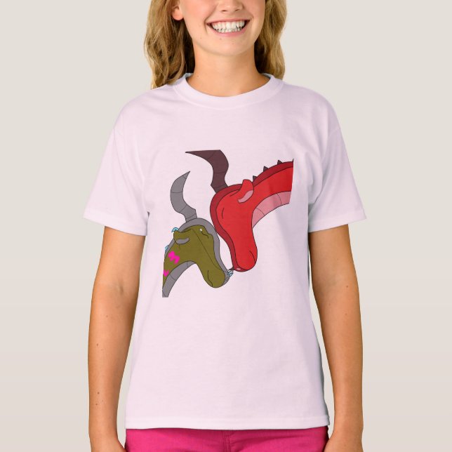 Pink Mummy & Baby Dragon Kid's T-Shirt (Front)