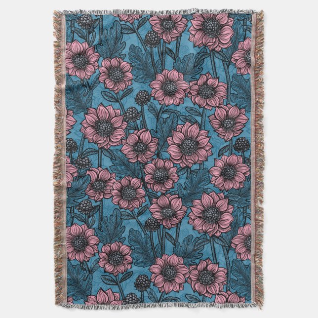Pink Mums Throw Blanket (Front Vertical)