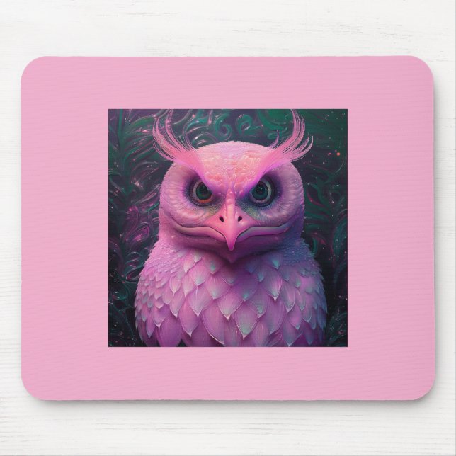 Pink Murloc/Owl Hybrid Creature Mouse Pad (Front)
