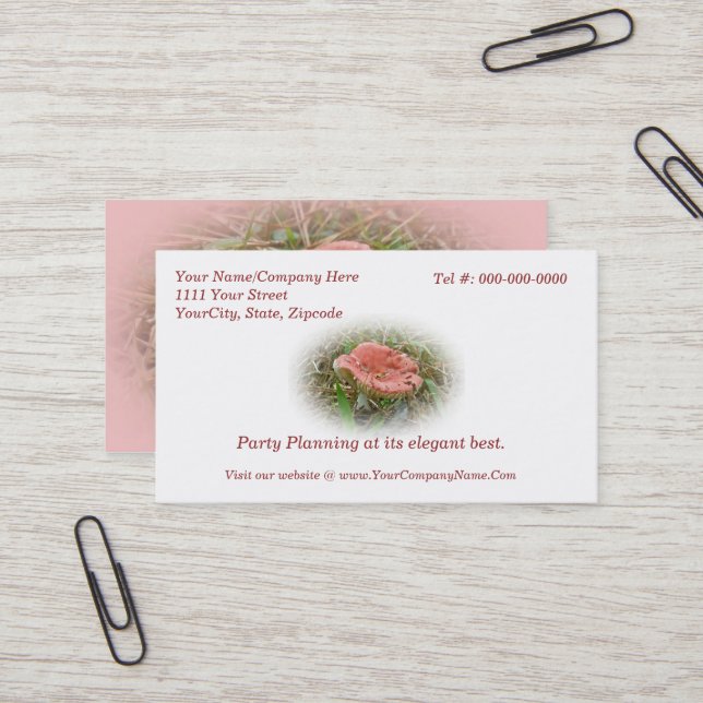 Pink Mushroom Business Card (Front/Back In Situ)