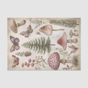 Pink Mushroom Butterfly Goblincore Decoupage Tissue Paper