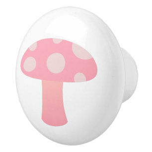 Pink mushroom ceramic knob