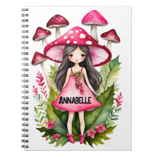 Pink Mushroom Fairy Notebook