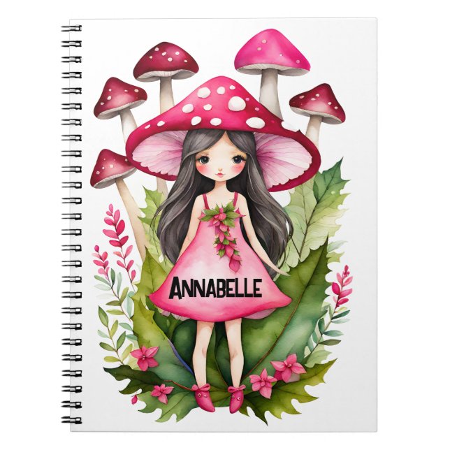 Pink Mushroom Fairy Notebook (Front)
