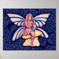 Pink Mushroom Fairy Watercolor Art Fairies