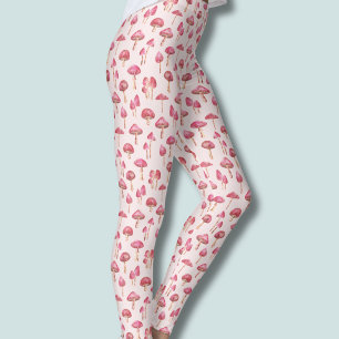 Pink mushroom pattern leggings