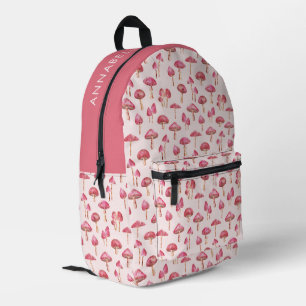 Pink Mushroom Pattern Printed Backpack
