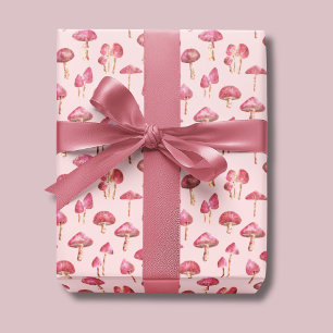 Pink Mushroom Pattern Wrapping Paper