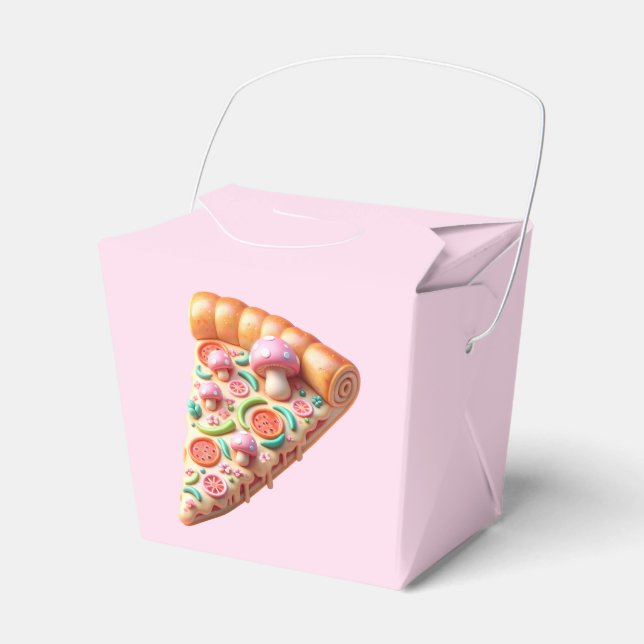 Pink Mushroom Pizza Party Favour Box (Front Side)