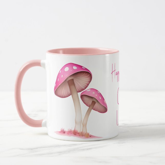 Pink Mushrooms Amanita mushroom Mug (Left)