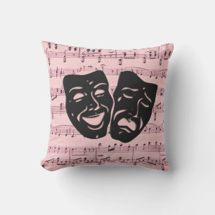 Pink Music and Theatre Masks Cushion